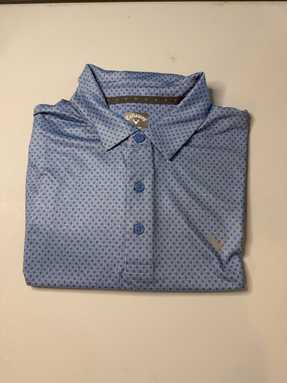 Callaway Light Blue Patterned Men's Polo with Gold Logo